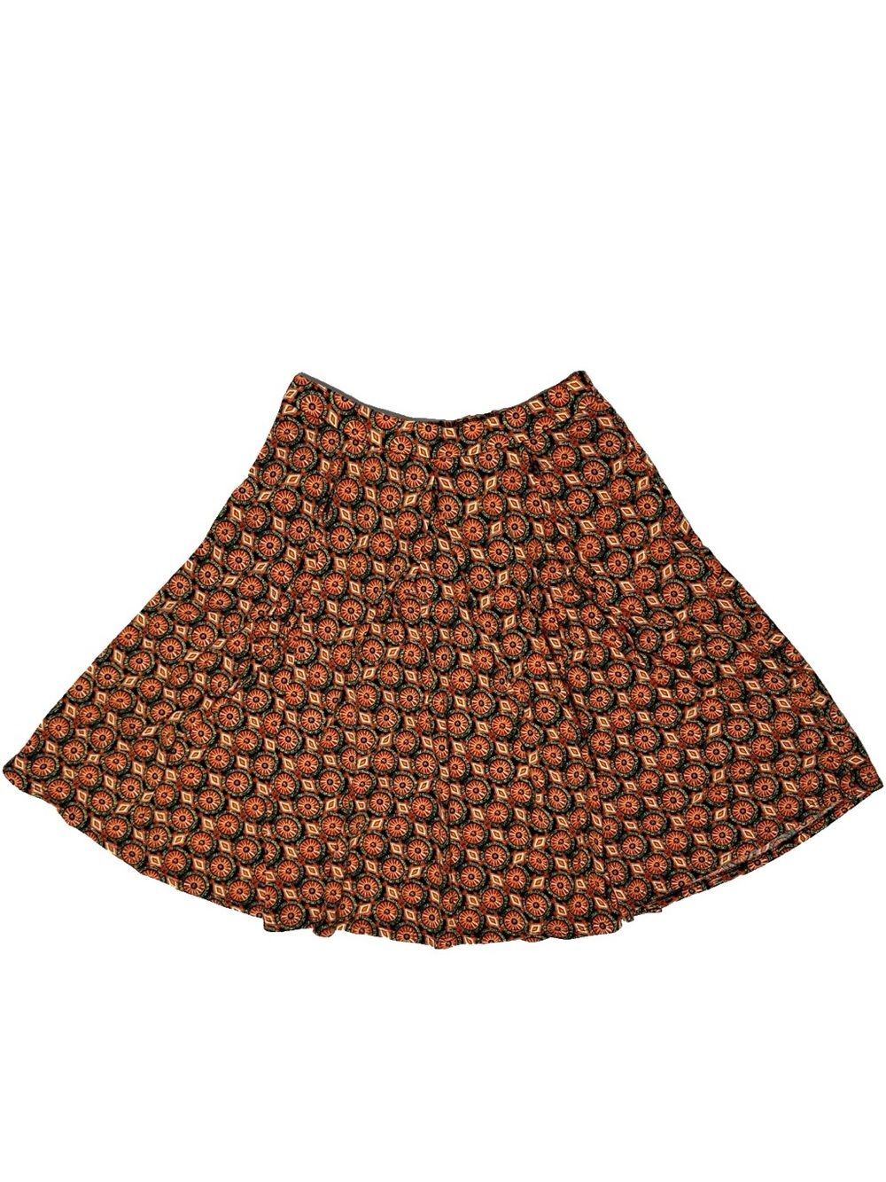 LuLaRoe Madison XL Circe Skirt Orange Yellow Boho Geometric Festival Summer